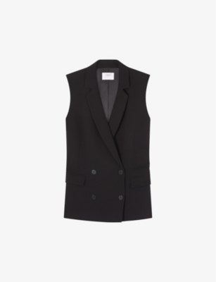 LK BENNETT: Eva double-breasted woven longline waistcoat