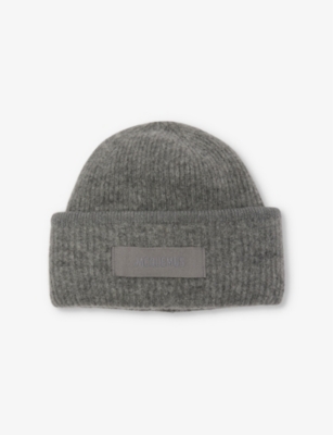 Jacquemus Mens Dark Grey Le Bonnet Gros Grain Brand-patch Wool-blend Beanie In Dark Grey
