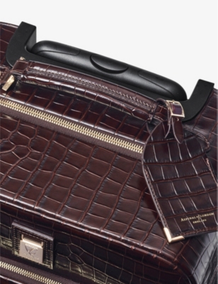 ASPINAL OF LONDON: Connaught croc-effect leather cabin suitcase 49.5cm