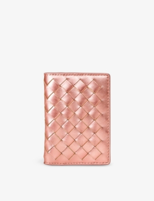ASPINAL OF LONDON: Double Fold metallic leather card holder