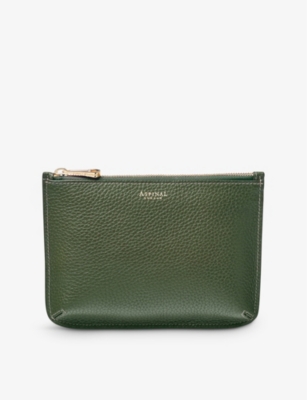ASPINAL OF LONDON: Ella foiled-text medium leather pouch