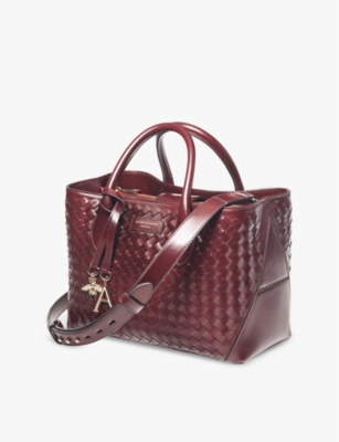 Aspinal Of London Womens Burgundy Midi London Charm Leather Tote Bag In Burgundy