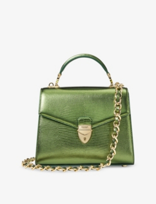 Aspinal Of London Midi Mayfair 2 Top-handle Bag In Green Metallic