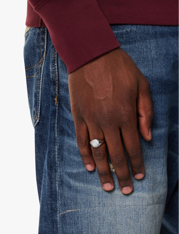 Bond stainless steel and faux pearl ring