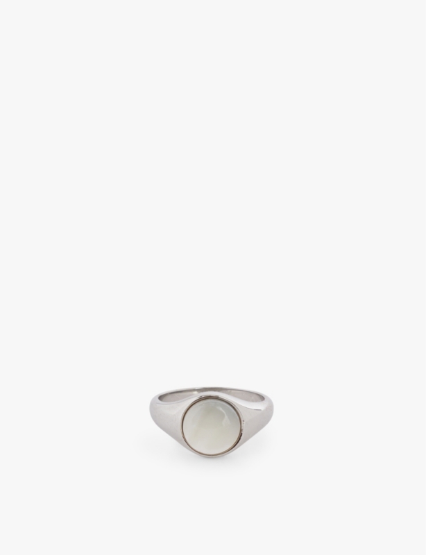 Bond stainless steel and faux pearl ring