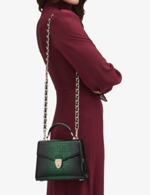 ASPINAL OF LONDON: Mayfair mock-croc leather shoulder bag