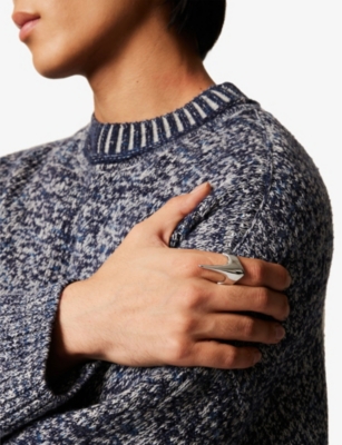 Vitaly Mens Stainless Steal Ruin Spiked Recycled Stainless-steel Ring In Stainless Steal