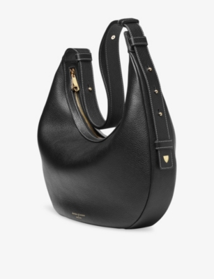 Aspinal Of London Leather Hudson Crescent Cross-body Bag In Black
