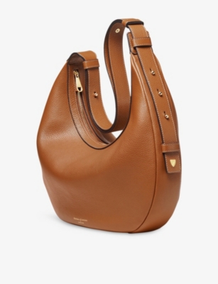 Aspinal Of London Womens Tan Hudson Crescent Leather Cross-body Bag In Brown