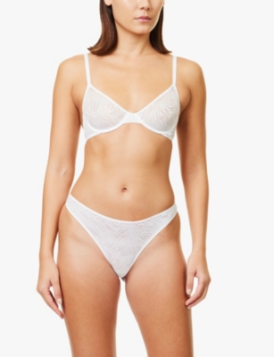 CALVIN KLEIN: Sheer Marquisette mid-rise lace thong