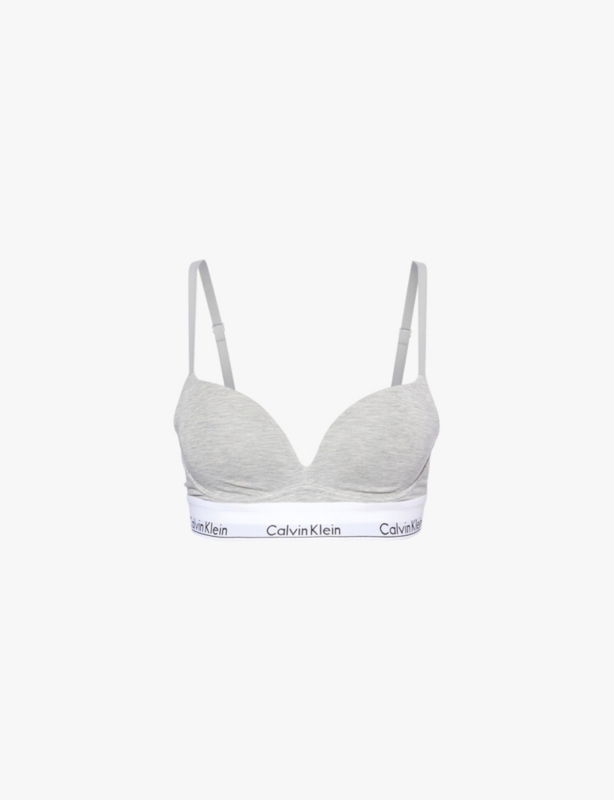 Modern plunge push-up cotton-blend bra