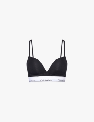 CALVIN KLEIN: Modern plunge push-up cotton-blend bra