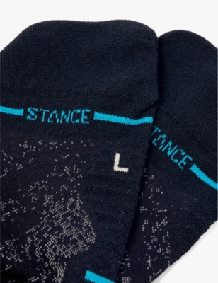 Stance Mens Blk Run Branded-print Stretch-woven Socks In Blk