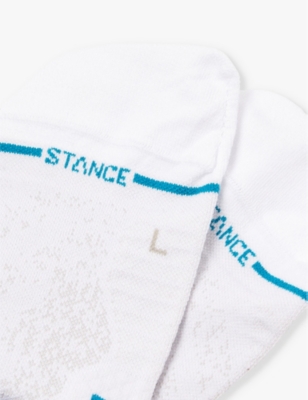Stance Mens Wht Run Branded-print Stretch-woven Socks In Wht
