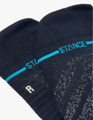 Stance Mens Blk Run Low-rise Striped Pack Of Three Stretch Woven-blend Trainer Socks In Blk