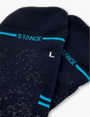 Stance Mens Blk Run Light Branded-print Stretch-woven Socks In Blk