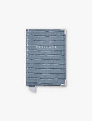 ASPINAL OF LONDON: Crocodile-embossed patent-leather passport cover