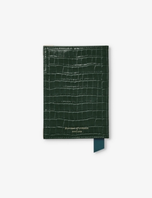 Aspinal Of London Evergreen Crocodile-embossed Patent-leather Passport Cover In Evergreen
