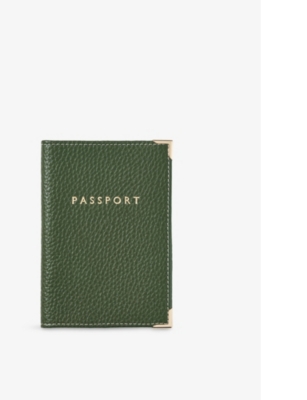 ASPINAL OF LONDON: Logo-embossed grained-leather passport cover