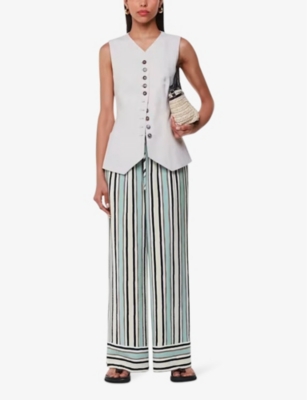 Whistles Nicola Striped Wide Leg Pants In Multicolour