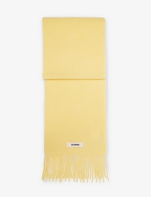 Shop Jacquemus Mens L'echarpe Carro Fringed Wool-blend Scarf Yellow