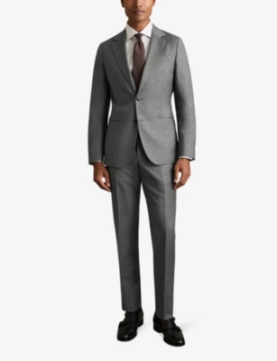 Reiss Mens  Aspire Mid-rise Slim-fit Wool Trousers In Grey