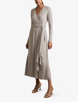 REISS: Madeline wrap-tie jersey midi dress