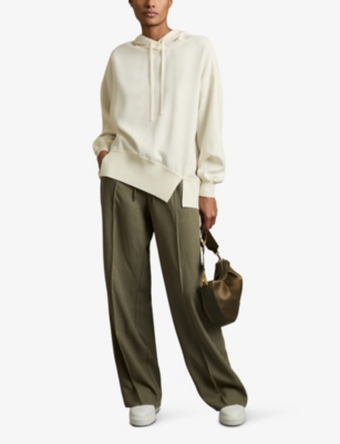 Reiss Womens Kiara Hooded Woven Top Cream In Cream
