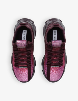 STEVE MADDEN WOMENS WINE MYSTERIA CRYSTAL-EMBELLISHED WOVEN LOW-TOP TRAINERS EUR 42/ 9 UK 