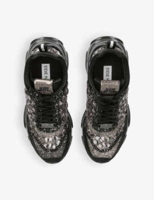 STEVE MADDEN: Manifesto rhinestone-embellished woven low-top trainers