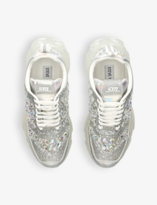 STEVE MADDEN: Manifesto rhinestone-embellished woven low-top trainers