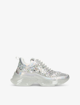 STEVE MADDEN: Manifesto rhinestone-embellished woven low-top trainers