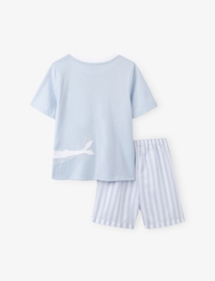 THE LITTLE WHITE COMPANY: Whale-Embroidered Short-Sleeve Cotton Pyjamas 7-12 Years