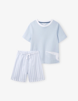 THE LITTLE WHITE COMPANY: Whale-Embroidered Short-Sleeve Cotton Pyjamas 7-12 Years
