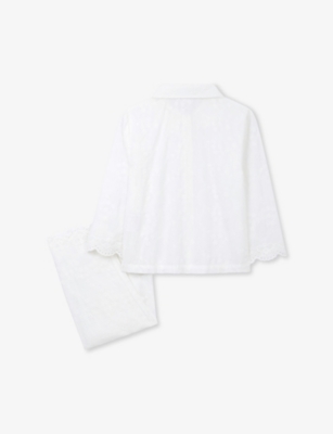 THE LITTLE WHITE COMPANY: Broderie-Pattern Relaxed-Fit Cotton Pyjamas 7-12 Years