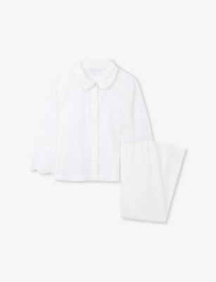 THE LITTLE WHITE COMPANY: Broderie-Pattern Relaxed-Fit Cotton Pyjamas 7-12 Years