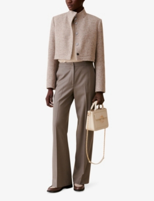 Pressed-crease straight-leg stretch-wool trousers