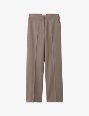 Pressed-crease straight-leg stretch-wool trousers