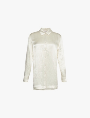 Shop Max Mara Womens White Gradara Long-sleeves Woven Shirt