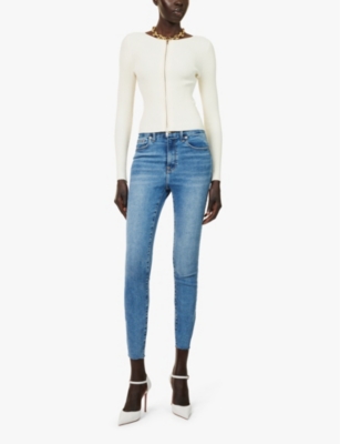 Shop Good American Womens Indigo324 Af Good Waist Five Pockets Skinny Mid-rise Stretch Cotton-blend Denim Jeans