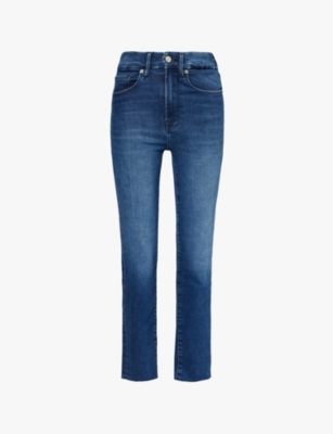 GOOD AMERICAN: Good Classic five pockets straight-leg mid-rise stretch cotton-blend denim jeans