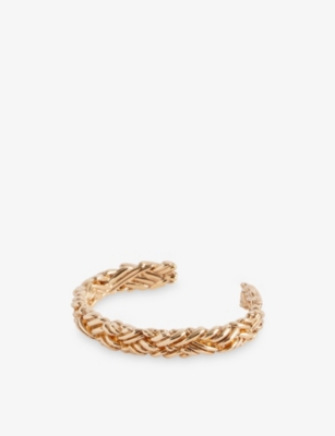 Bottega Veneta Womens  Intreccio 18ct Yellow Gold Plated Sterling Silver Bracelet Chain Bracelet
