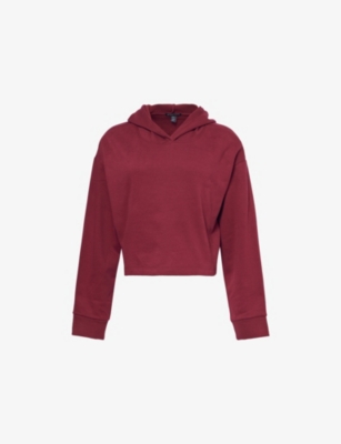 Beyond Yoga Womens Happiness Cropped Cotton-blend Jersey Hoody California Merlot In California Merlot