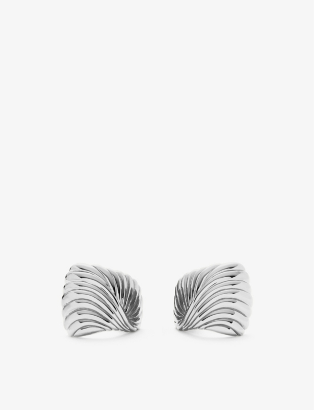 Ripple oversized silver plated brass stud earrings
