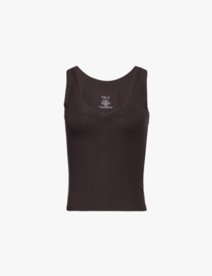 We Are Tala Omens Espresso 365 Sculpt Reversible Stretch-jersey Top In Espresso