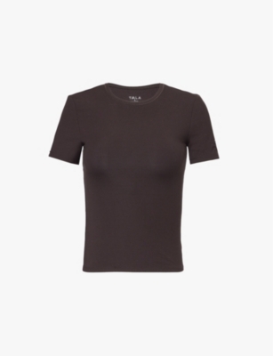 WE ARE TALA OMENS ESPRESSO 365 SCULPT SHORT-SLEEVE STRETCH-JERSEY TOP 