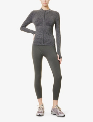 We Are Tala Omens  Sculpt Seamless Panelled Stretch-nylon And Polyester Jacket In Charcoal Marl