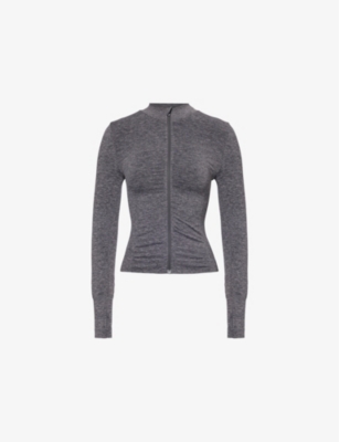 We Are Tala Omens  Sculpt Seamless Panelled Stretch-nylon And Polyester Jacket In Charcoal Marl