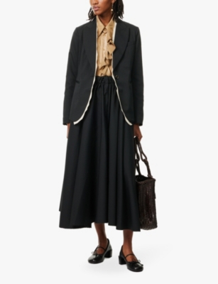 UMA WANG OMENS BLACK GENTI WOVEN MIDI SKIRT