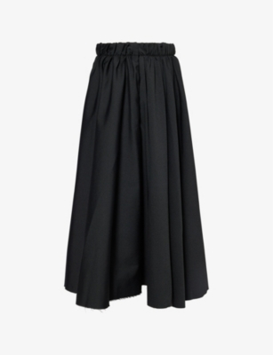 UMA WANG OMENS BLACK GENTI WOVEN MIDI SKIRT